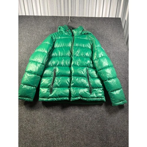 Guess Mens Green High Shine Puffer Jacket Detachable Hood XL NEW - product listing photo
