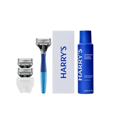 Men's Shaving Kit - Razor Handle, Blades, Gel & Travel Cover - Ocean Blue