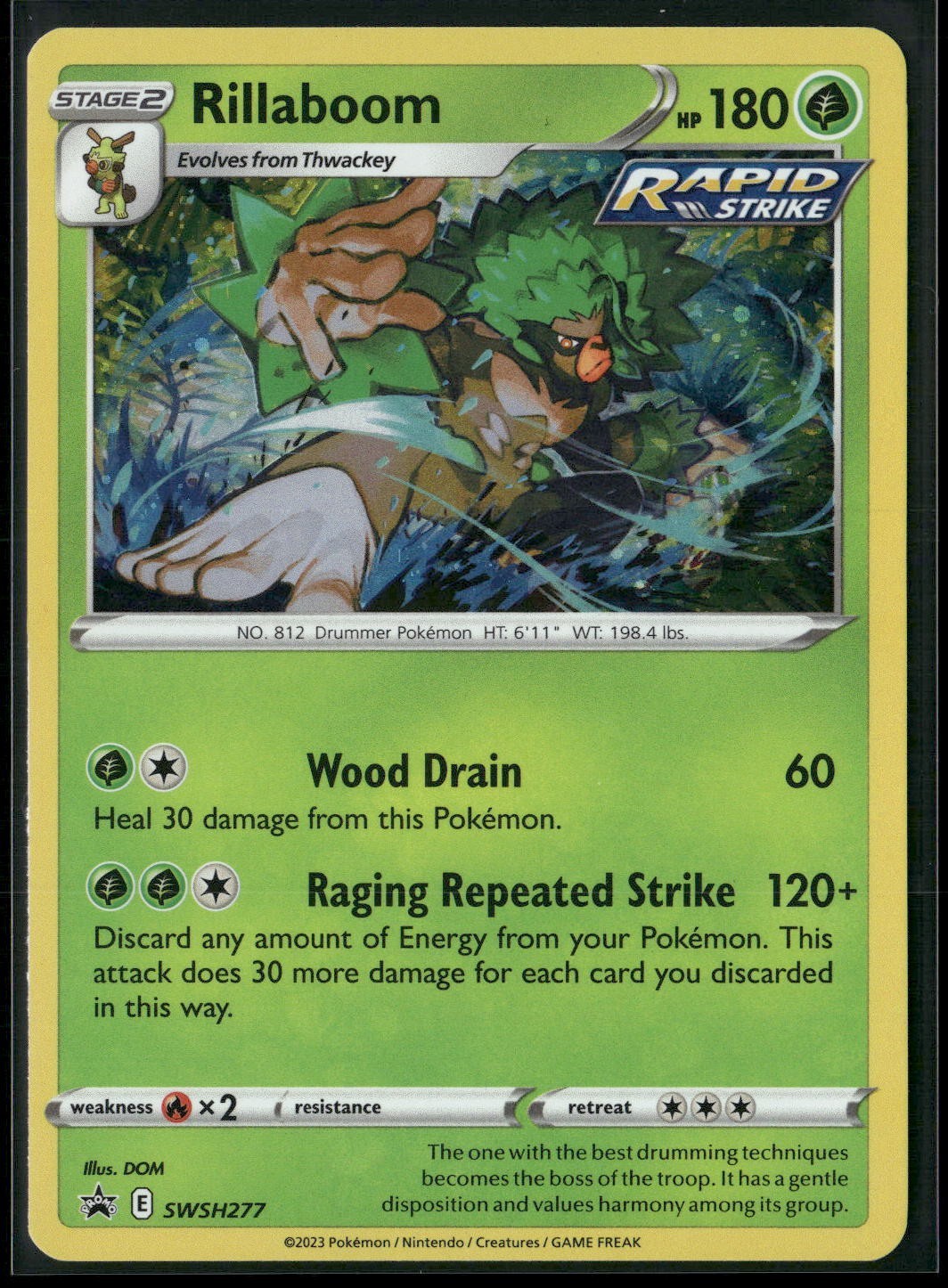 Pokemon - Rillaboom SWSH277 Black Star Promo Cosmos Holo LP