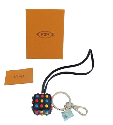 Tod's Keyring Purse Charm Black Colorful Gommino Studded NWT