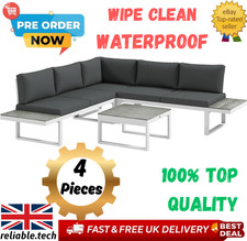 Outsunny 4 PCs Garden Set w/ 5-Level Recline Corner Conversation Sofa Set White