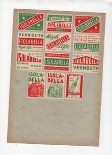 12x Isolabella Vermouth Safety Match Streichholz Etiketten Vintage Italien Rarit