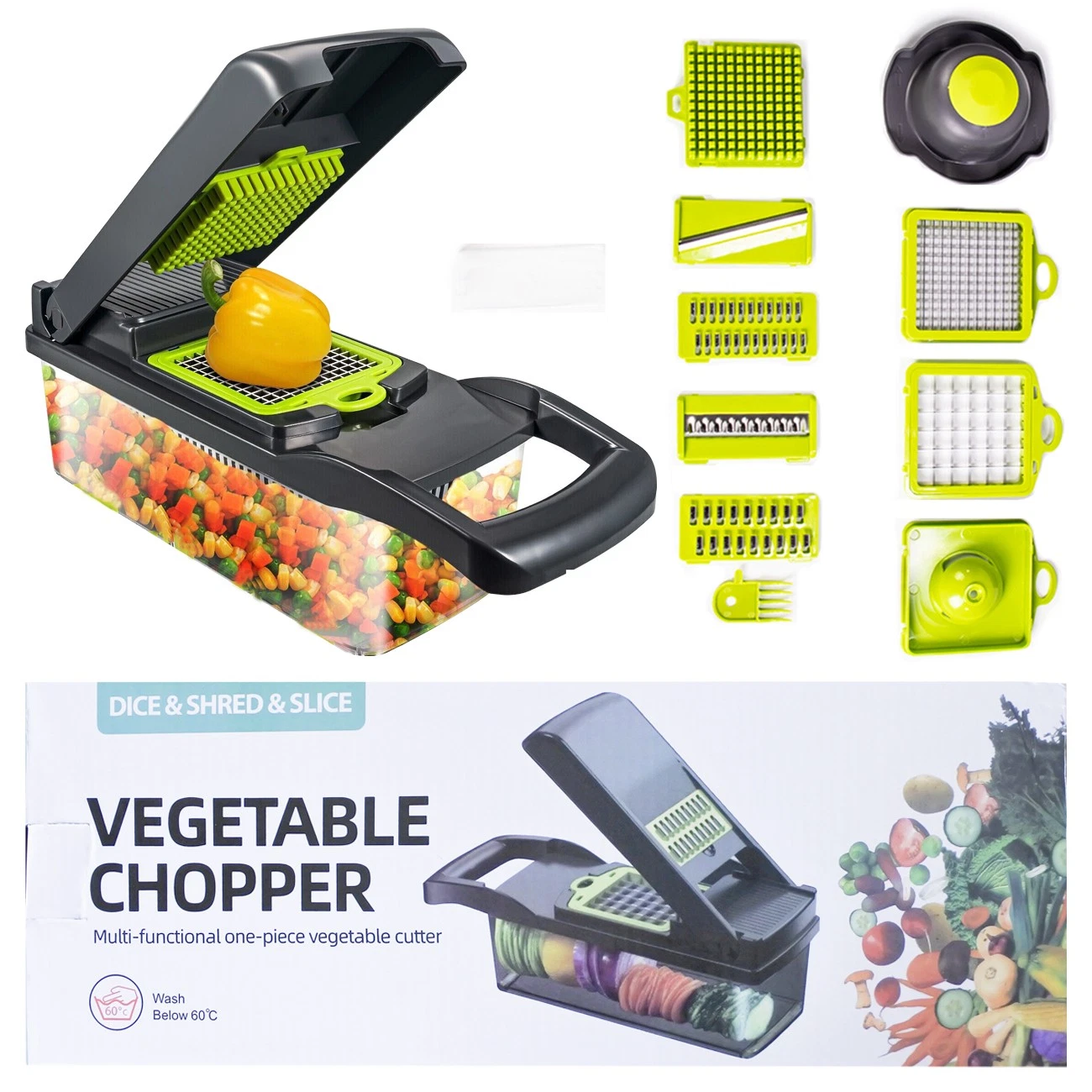 Vegetable Chopper Pro Onion Slicer Kitchen Mandoline Food Cutter Hand Press US
Opens in a new window