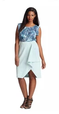 Mynt 1792 Women's Plus Nordstrom Cascade Drape Pencil Skirt Mint Green 16W $148