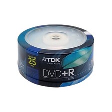 TDK DVD R47FCB25 DVD R 1-16X 4.7GB Recordable DVDs Blank Media 25 Pack Sealed