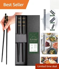 Stylish Black Fiberglass Chopsticks Gift Set - 2 Pairs, Perfect for Any Cuisine