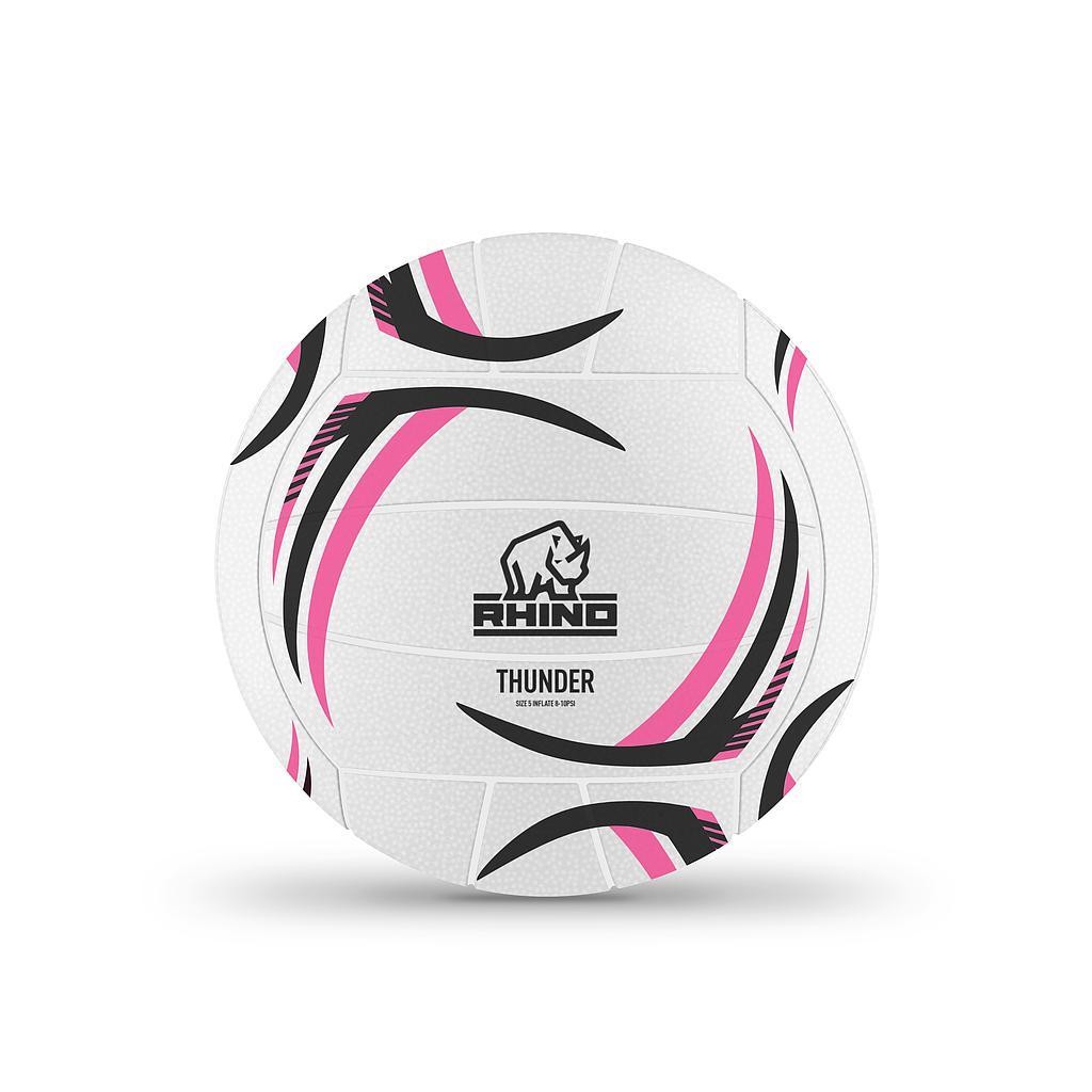 Rhino Thunder Moulded Netball 4 White/Pink/Grey 4 White/Pink/Grey