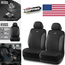 Slip In Car Seat Covers Black Leather 3 Panel Design for Easy Installation