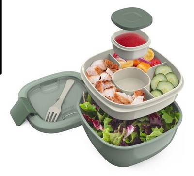 Bentgo All In One Stackable Salad Lunch Container Grey Brand New Fork Meal Prep