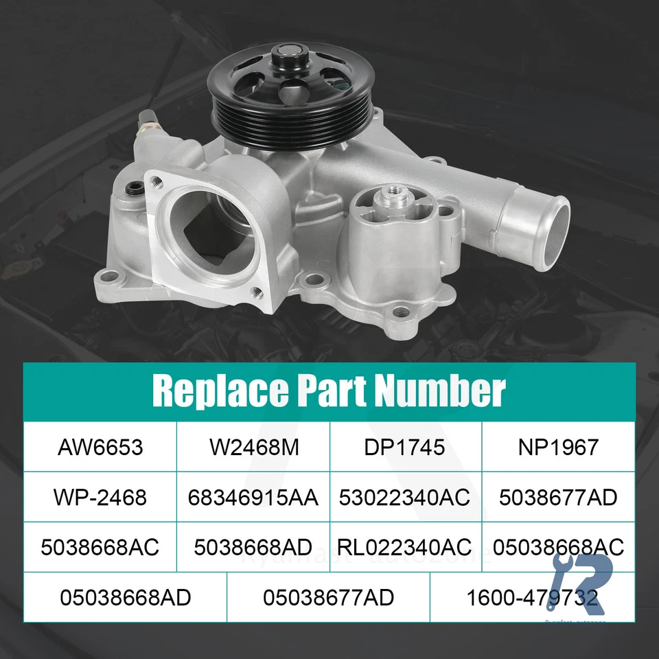 Water Pump For Charger Challenger Durango Jeep Chrysler 300 5.7L 6.4L 2011-2024 Foto 2 de 4