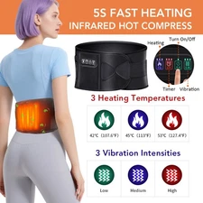 Electric Infrared Heating Belt Back Lumbar Waist Massage Vibration Heating Pad