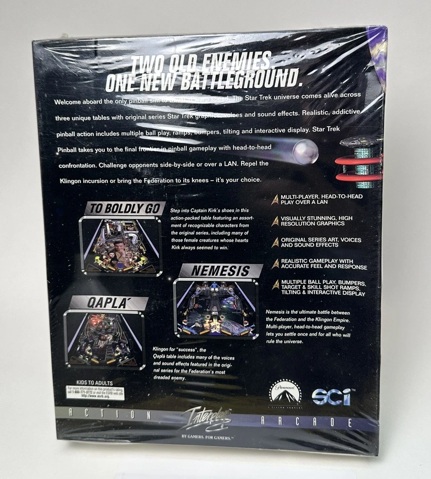 NEW! Star Trek Pinball (PC, Windows 95) Sealed Big Box Game Interplay - Image 2 of 4