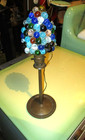 Antique Bronze Table Lamp With Multi-color Glass Grape Cluster Shade