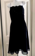 JS Boutique Womens Beaded Spaghetti Strap Draped Black Dress 8
