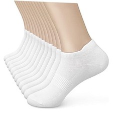 Women's Ankle Cotton Socks - Low Cut Athletic Running Soft 6-9 White 6pairs 