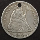 1841 $1 Seated Liberty Dollar - VF Details Holed