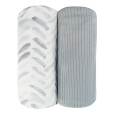 lasoftan Jersey Swaddle Blanket, Ultra Soft Stretchy 40''x30'', Grey Leaf