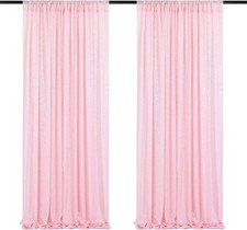 Sequin Backdrop Curtains 2 PCS 2x8 Ft Pink Glitter Photography Background