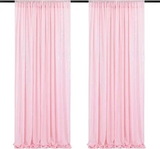 Sequin Backdrop Curtains 2 PCS 2x8 Ft Pink Glitter Photography Background