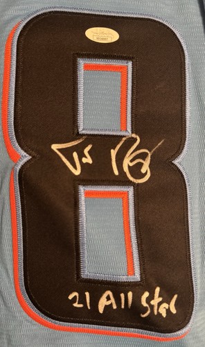Camiseta autografiada de Trevor Rogers de los Miami Marlins con inscripción 21 All Star certificado de autenticidad JSA - Imagen 2 de 3