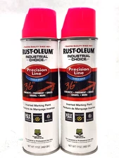 2 CANS! NEW Rust-Oleum 1861838 Fluorescent Pink Inverted Marking Paint, 17 oz.