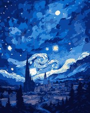 Paint by Numbers Kit for Adults Beginner, Starry Sky Moon Paint by Number Kits o