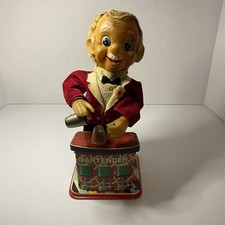 Vintage 1960’s TN Japan Battery-Operated Bartender Tin Toy - Not Working
