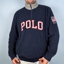 Polo Ralph Lauren USA Quarter Zip Fleece Sweatshirt Mens XL Navy Blue