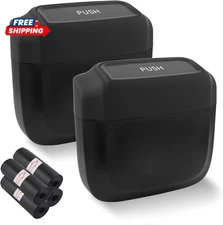 2PCS Car Trash Can with Lid + 60PCS Garbage Bags,Mini Trash Can Interior Accesso