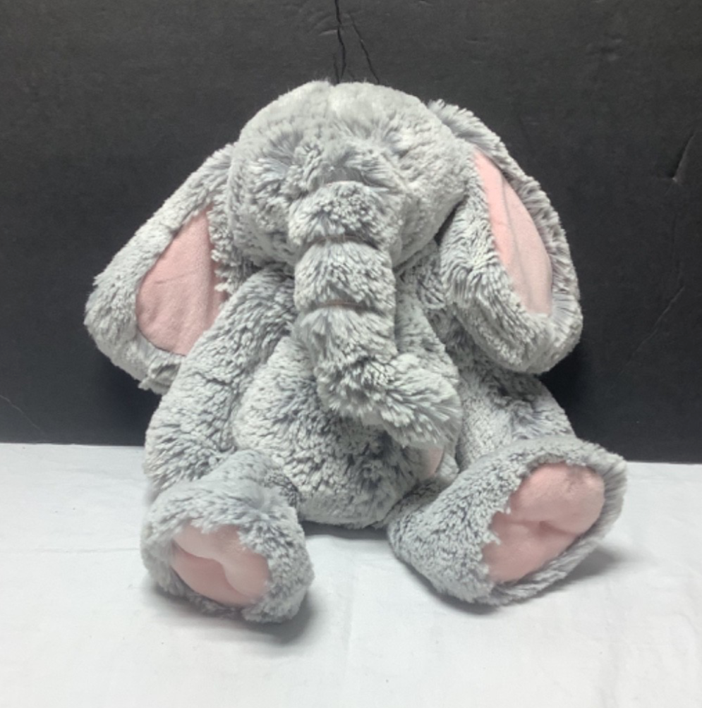 Demdaco Elephant Plush Stuffed Animal Gray Pink heart 2020 Soft