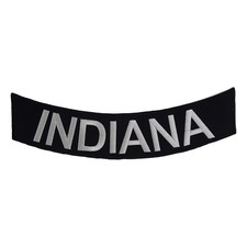 INDIANA Rocker Patch - 12" x 2.5" Large Black & Silver Biker Vest Jacket DIY Cut