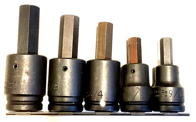PROTO PROFESSIONAL TOOLS 3/4  DRIVE IMPACT HEX BIT SOCKET SET, 9/16 -1 , USA