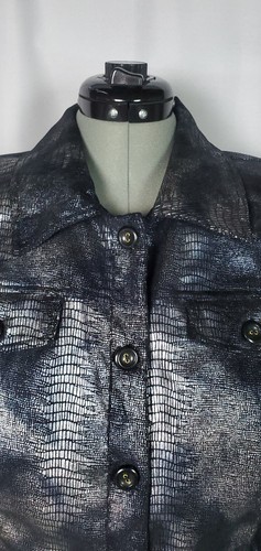 Toni Morgan Jacket Womens L Metallic Snakeskin Iridescent Blazer Y2K Statement - Picture 4 of 14