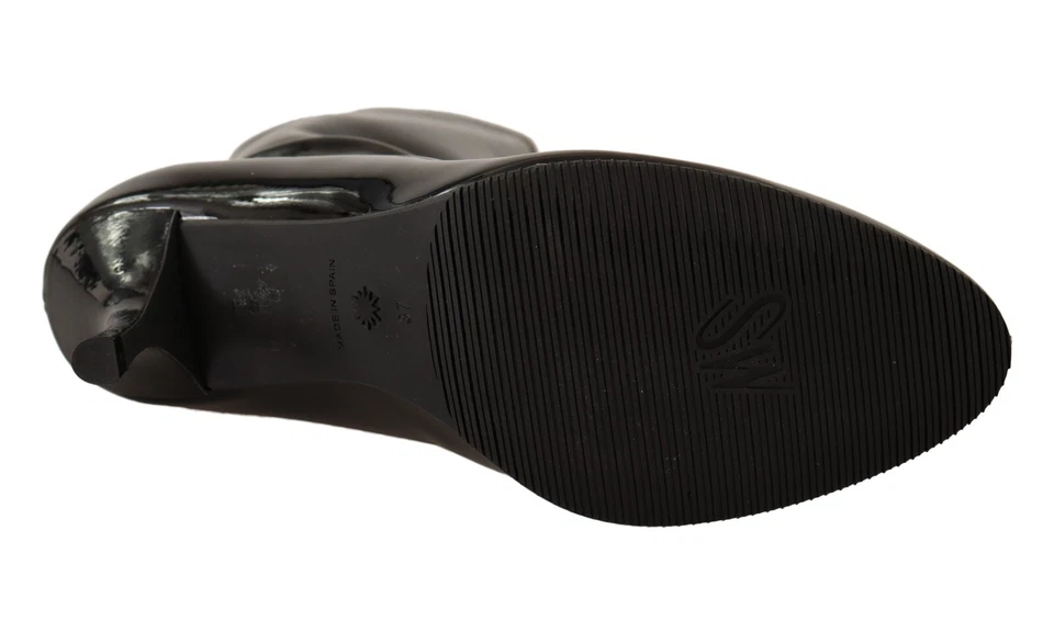 Botas De Tacón Alto De Cuero Patente Negro STUART WEITZMAN EU37 / US6.5 $1000 - Imagen 3 de 4