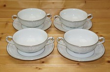Noritake Allegra 3703 (4) Cream Soup Bowls, 4 1/2" & (4) Saucers, 6"