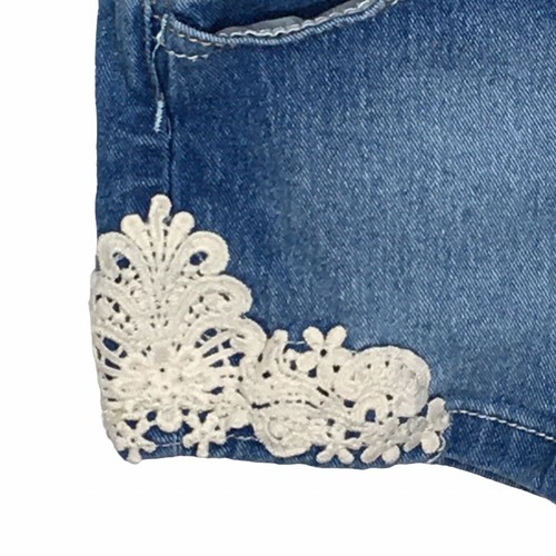 Vintage Jordache Girls 4T Denim/ Daisy Lace Adjustable Bib Overall Jean Shorts - Picture 8 of 11