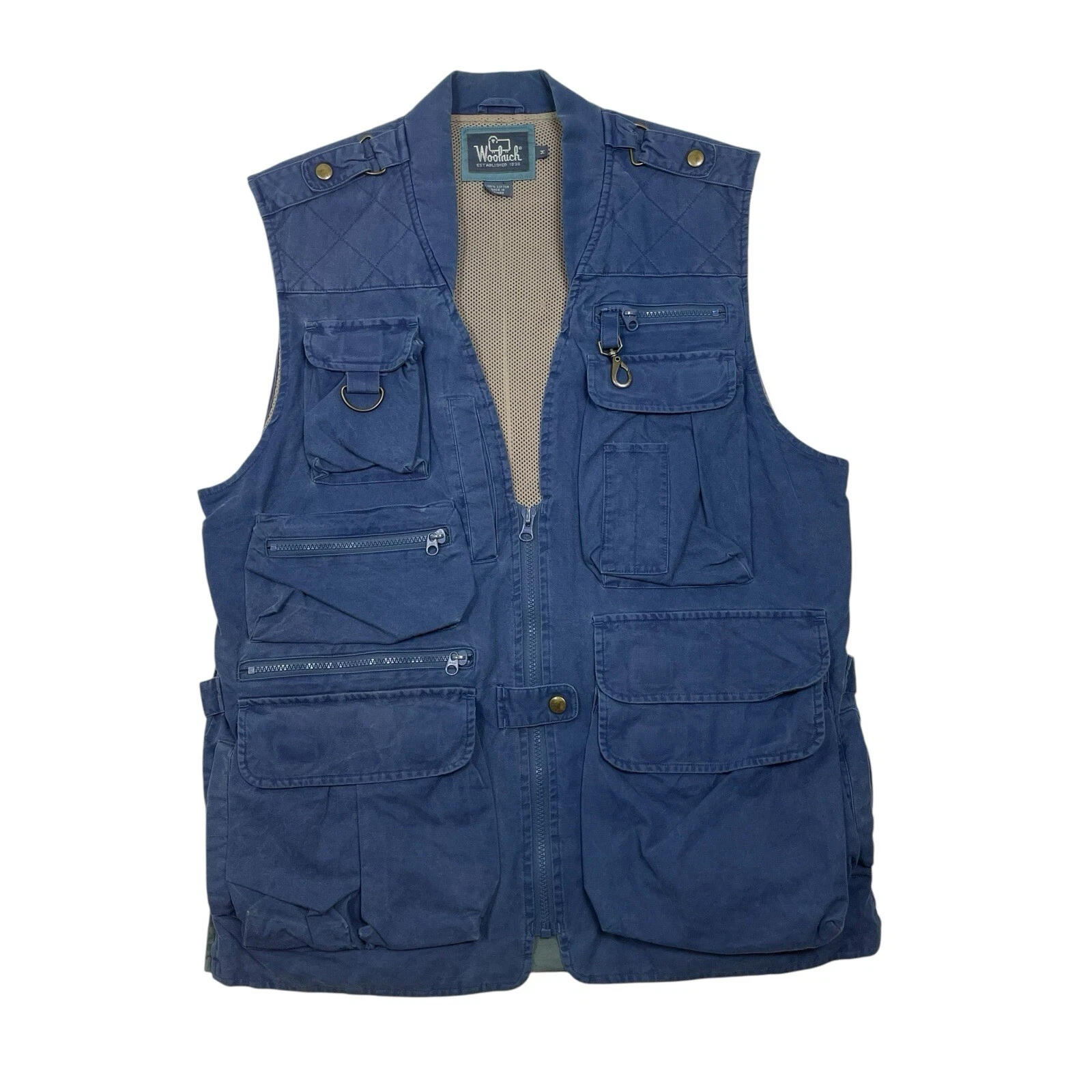 Vintage Woolrich Utility Hunting Fishing Outdoor Vest Men’s Size Medium Blue