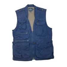 Vintage Woolrich Utility Hunting Fishing Outdoor Vest Men  s Size Medium Blue