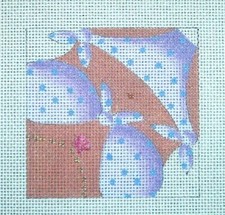 Polka Dot Bikini Torso Square Hand Painted Needlepoint Canvas WK