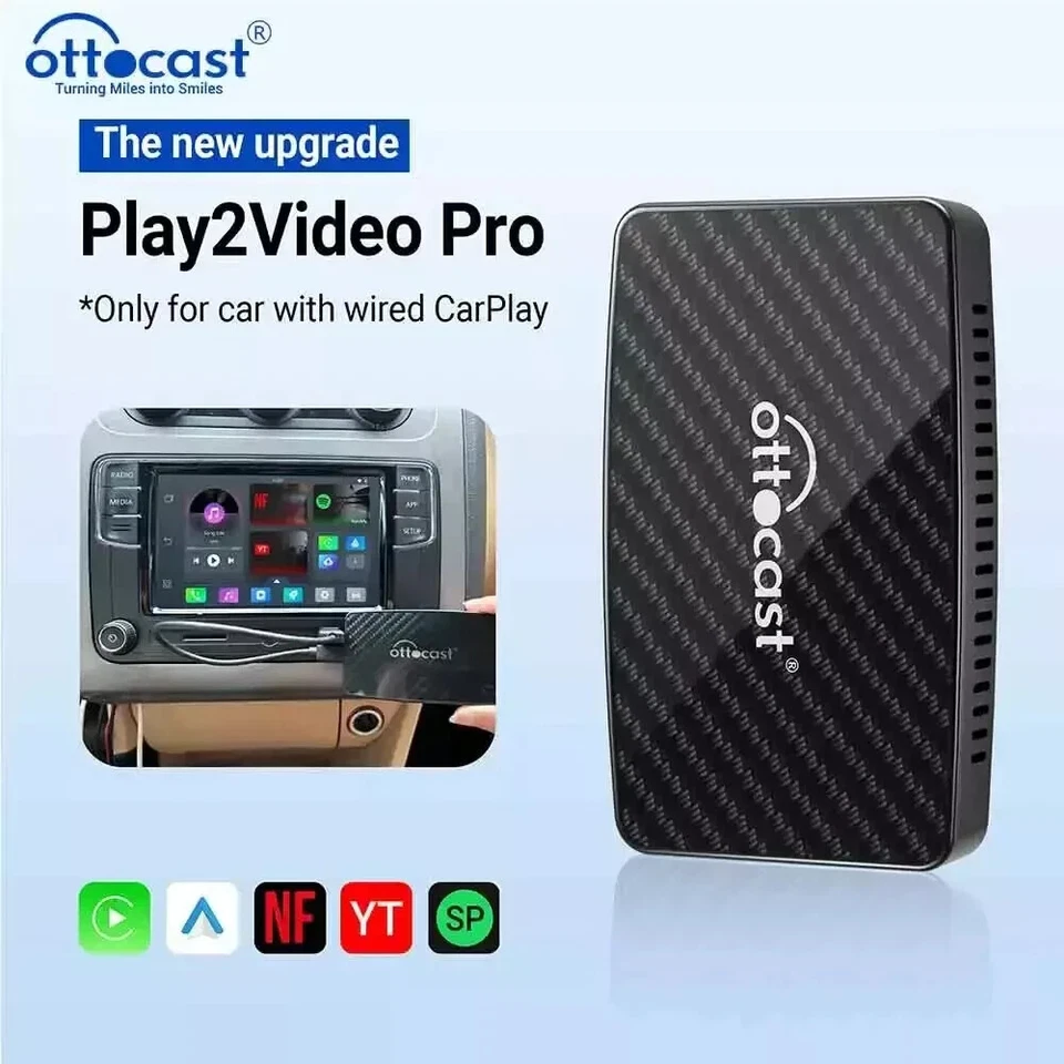 OTTOCAST Play2Video Pro Wireless CarPlay Android Auto Adapter Built in Youtube N - Bild 2 von 4
