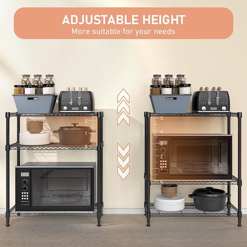 Adjustable Storage Shelf Steel Heavy Duty 3-Tier Organizer Wire Rack Unit Garage - Picture 5 of 19