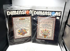 Dimensions Cross Stitch Kits 1979(#3013);1981 (#3028); FLOWERS LAUGHTER SUNSHINE