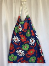 Vintage 1970s Flower Power Tote 60s Drawstring Purse