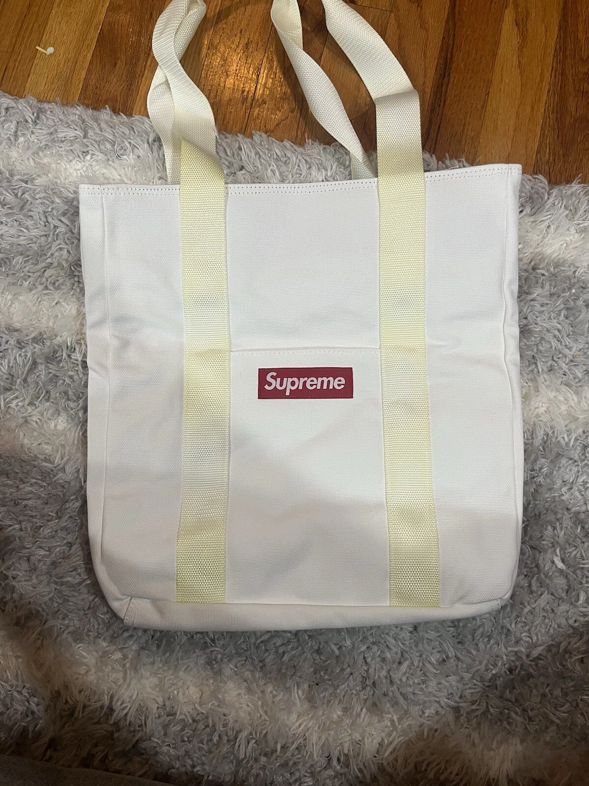 Sac fourre tout neuf authentique SUPREME TOILE / BLANC OS défauts jaunissants