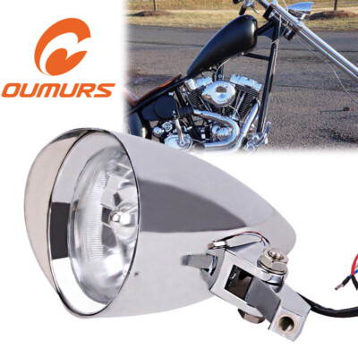 Motorcycle Visor Bullet Headlight Lamp For Harley Bobber Chopper Dyna FLS Custom