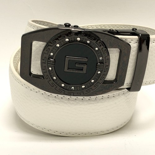 Automatic Sliding Ratchet Buckle Genuine Leather Designer Jeans Dress Belt Men's - Picture 11 of 33