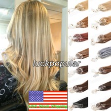 Micro Ring Loop Silicone Beads Tip Hair Extensions Real Remy Human Hair 100-200S