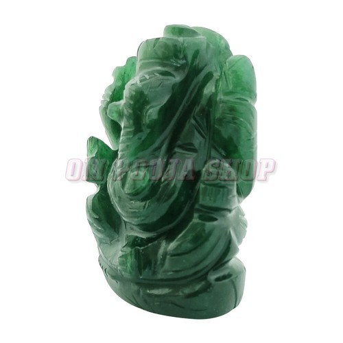 Green Jade Gajananda Ganesha Idol – Hindu God Statue for Prosperity & Home Decor - Picture 3 of 4