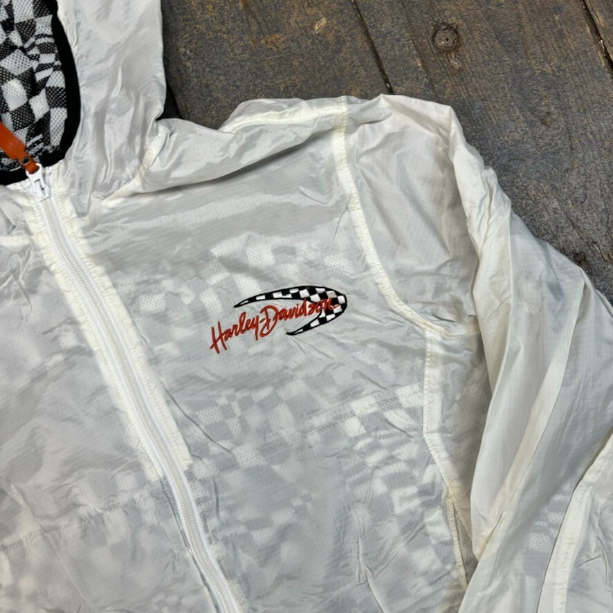 Harley Davidson Rain Jacket Full Zip Vintage Biker Coat, White, Womens XS image 4