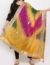 Jaipur Rajasthani Bandhej Art Silk Dupatta Multicolour Bandhani Women's Dupatta